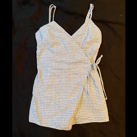 Plaid blue romper - Picture 1 of 5